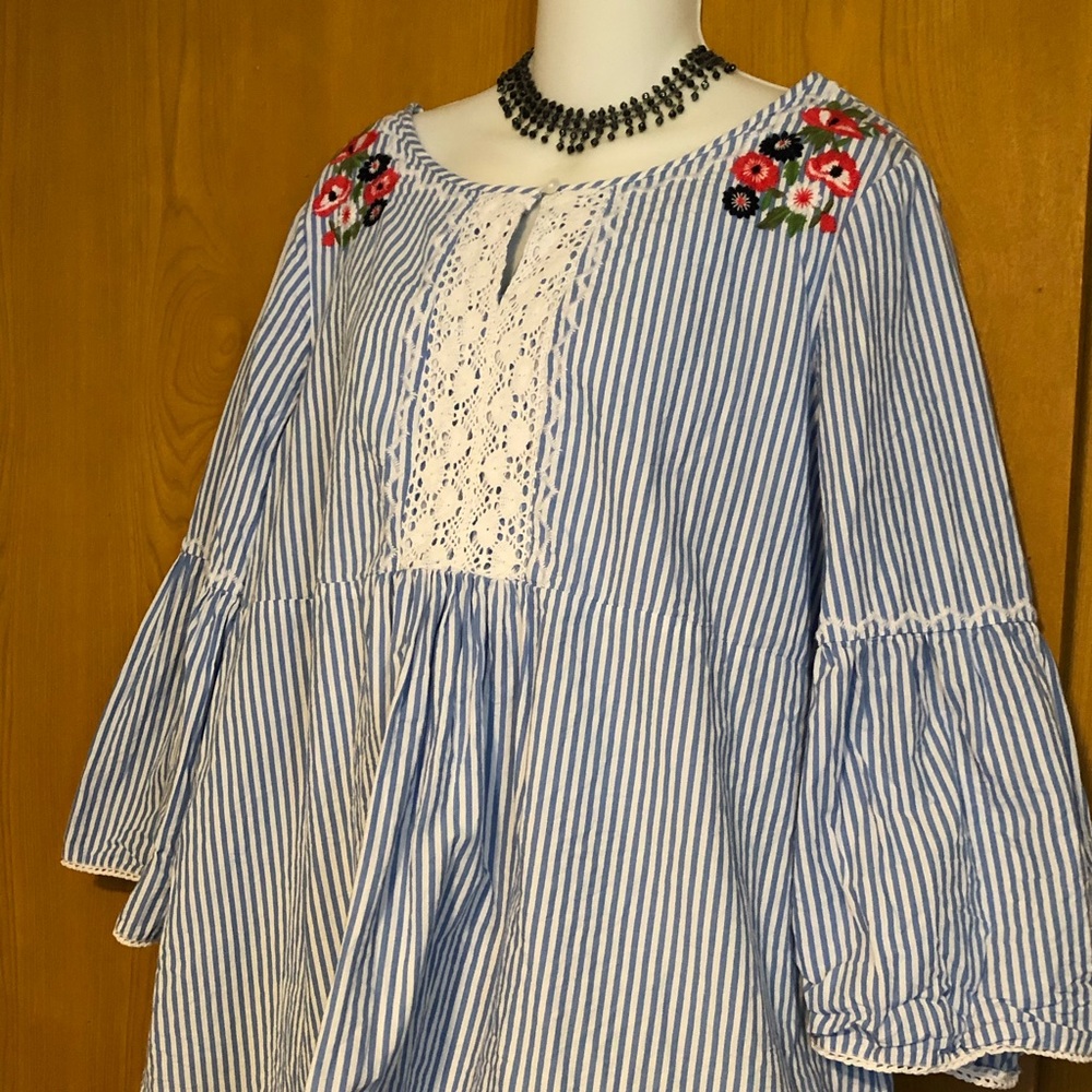 Crown & Ivy Women Blue 3/4 Sleeve Blouse XXL